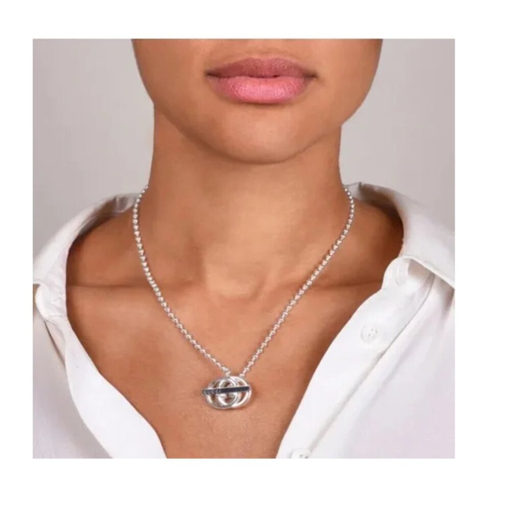 GUCCI Sterling Silver Britt Double G Toggle Necklace - Picture 4 of 13